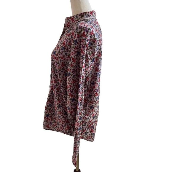 Lauren Ralph Lauren Floral + Crochet Lace Trim Long Sleeve Button Front Blouse - Picture 3 of 7